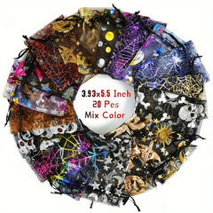 10pcs Halloween Organza Gift Bags Random Mix Pouch
