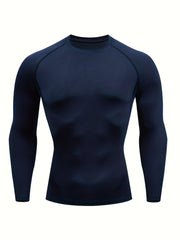 Men's Compression Long Sleeve T-Shirt High Stretch Crew Neck - Fitness Training