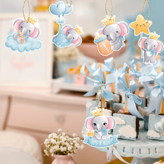 5 Piece Baby Shower Elephant It's A Boy Hanging Ornaments