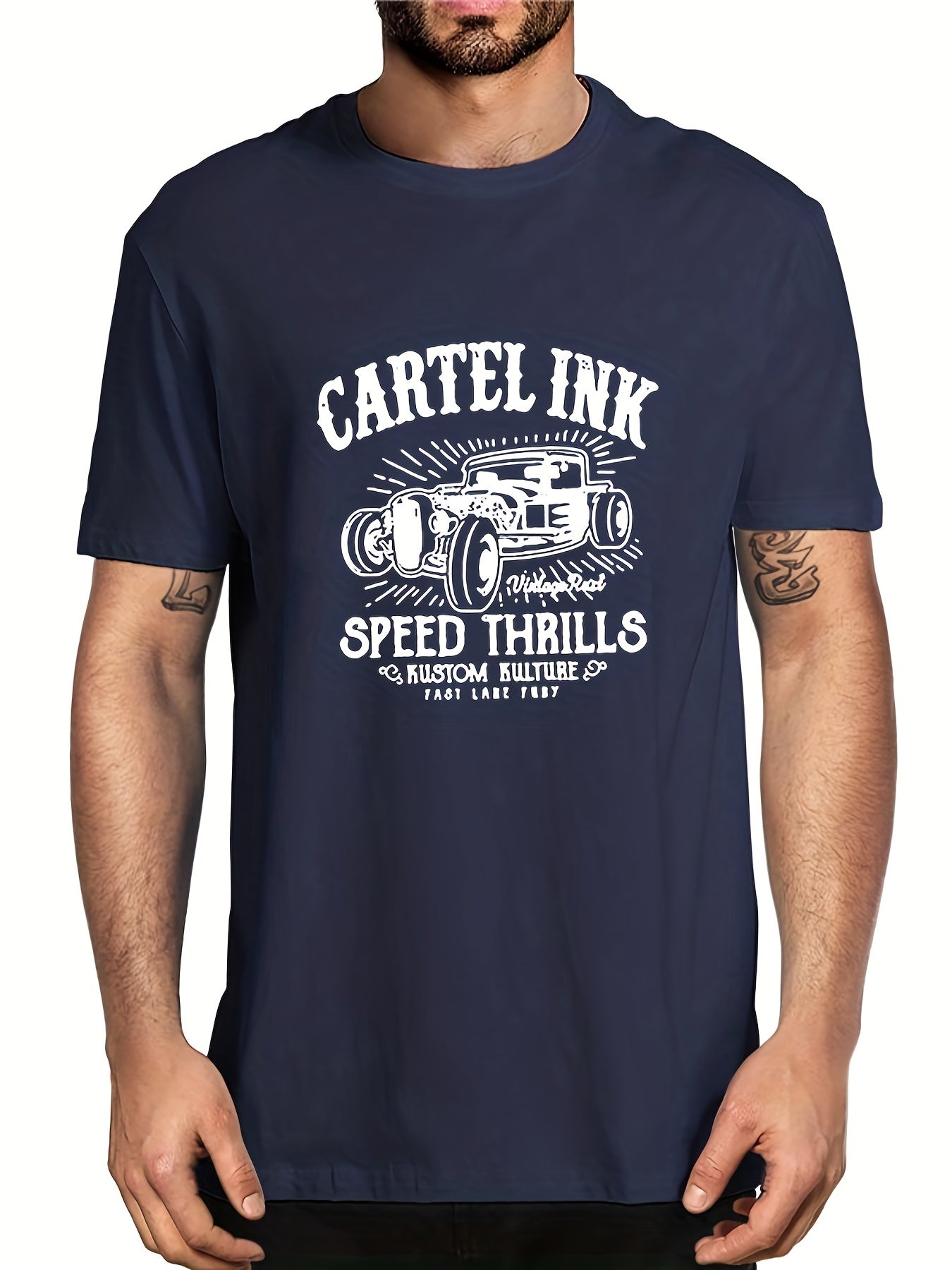 Men's Classic Car Graphic T-shirt for Summer Outdoor Wear