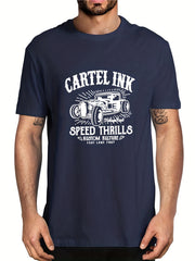 Men's Classic Car Graphic T-shirt for Summer Outdoor Wear