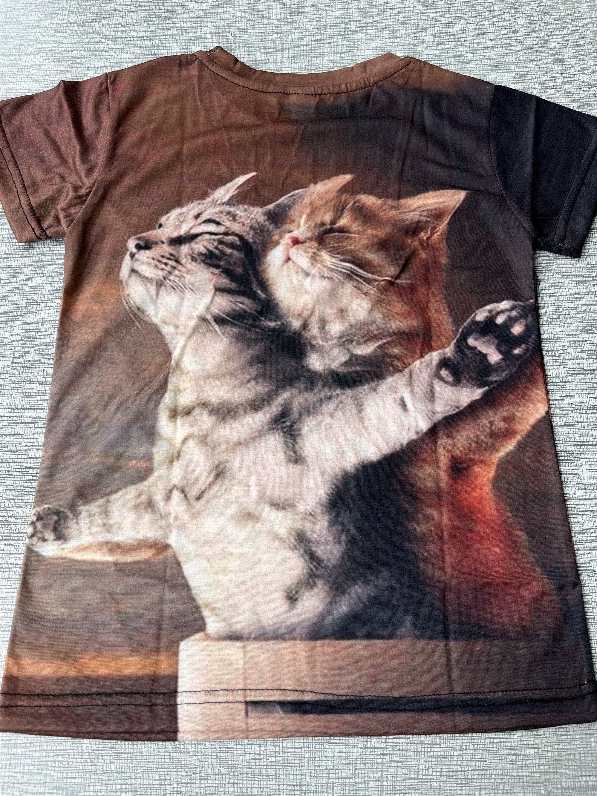 Kids 3D Kitty Graphic T-shirt Short Sleeve Tee for Boys and Girls