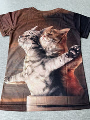 Kids 3D Kitty Graphic T-shirt Short Sleeve Tee for Boys and Girls