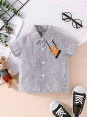 Bear Print Toddler Boys Shirt Short Sleeve Top