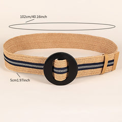 Round Buckle Belt Dress Woven Belt Boho For Casual Festive Party