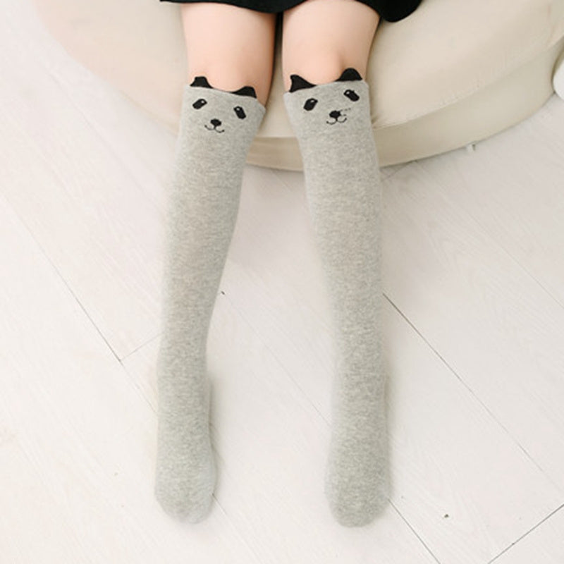 Girls Cartoon Cat Knee High Socks Breathable Comfy Stockings for Spring Autumn