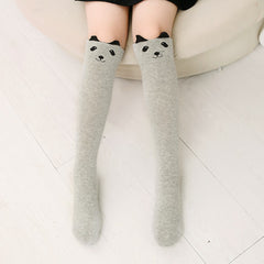 Girls Cartoon Cat Knee High Socks Breathable Comfy Stockings for Spring Autumn