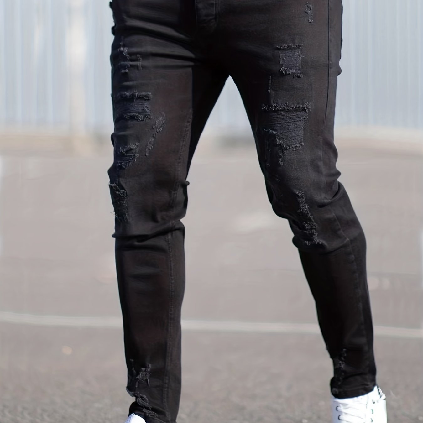Men's Slim Ripped Jeans Casual Street Style Stretch Denim Pants
