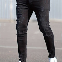 Men's Slim Ripped Jeans Casual Street Style Stretch Denim Pants