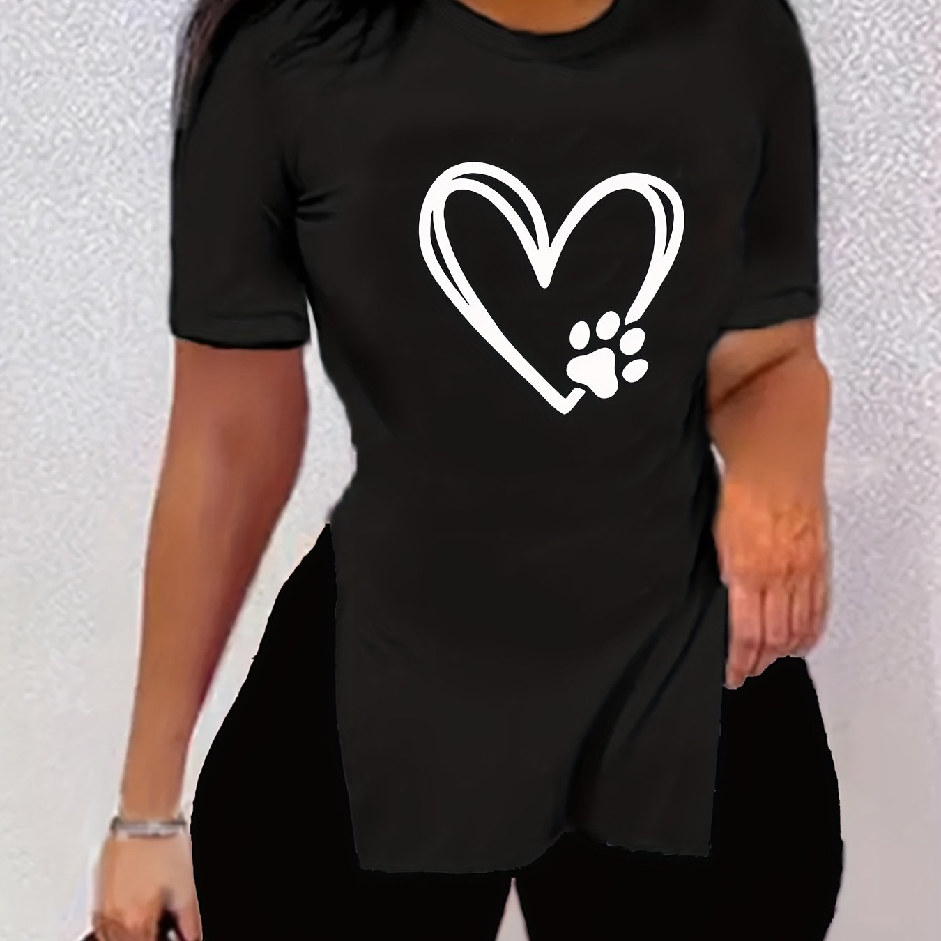 Heart Print Short Sleeve T-shirt & Shorts Set
