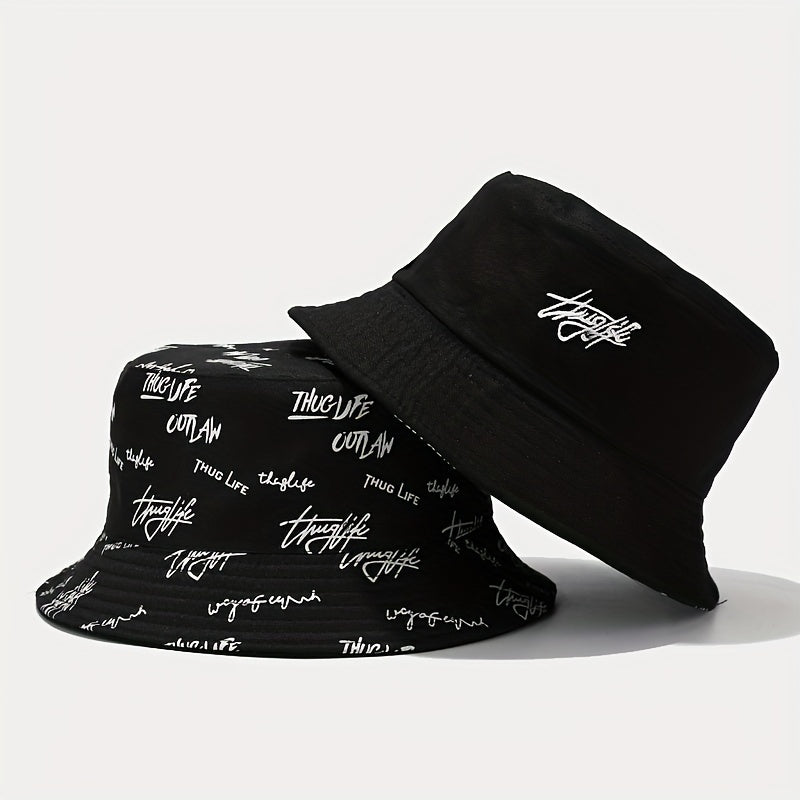 Embroidered Bucket Hat Men Outdoor Travel Vacation Beach Hat