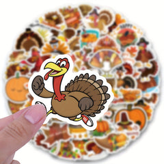 60pcs Thanksgiving Cartoon Stickers for Water Bottles Laptop Bumper Skateboard