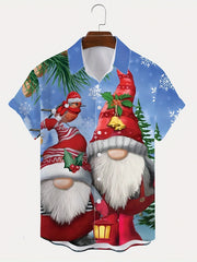 Christmas Little Man Print Men's Casual Short Sleeve Shirt