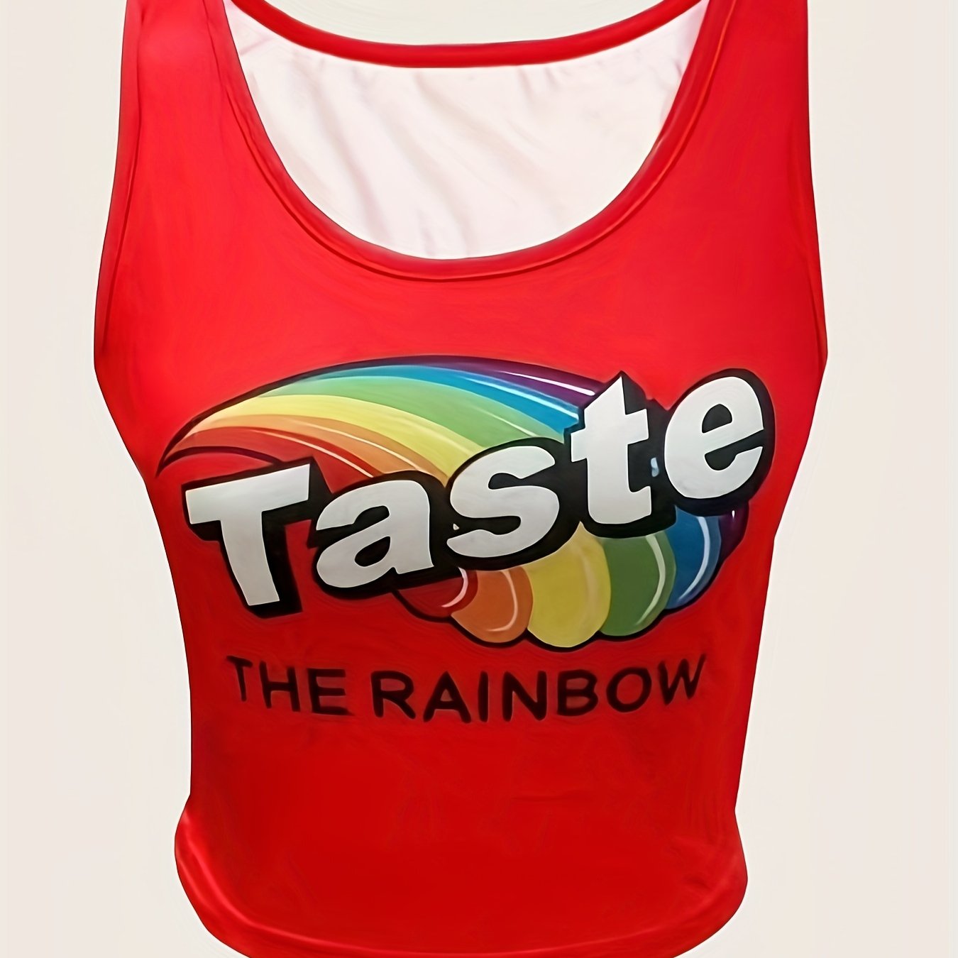 Rainbow & Letter Print Sleeveless Tank Top