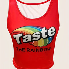 Rainbow & Letter Print Sleeveless Tank Top