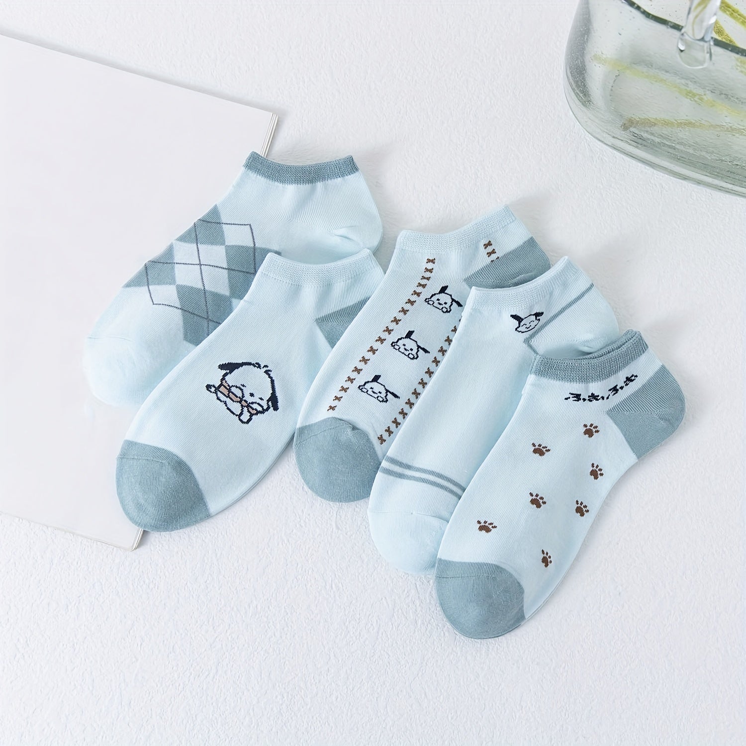 5 Pairs Cartoon Print Socks Low Cut Ankle Women's Stockings