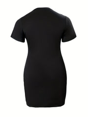 Casual Dress Women's Plus Rhinestone Letter Print Short Sleeve