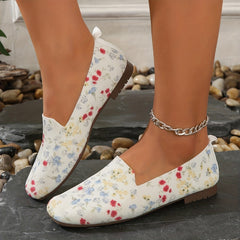 Floral Print Flat Shoes Lightweight Slip On Shoes