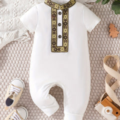 Baby Boy Short Sleeve Floral Print Jumpsuit