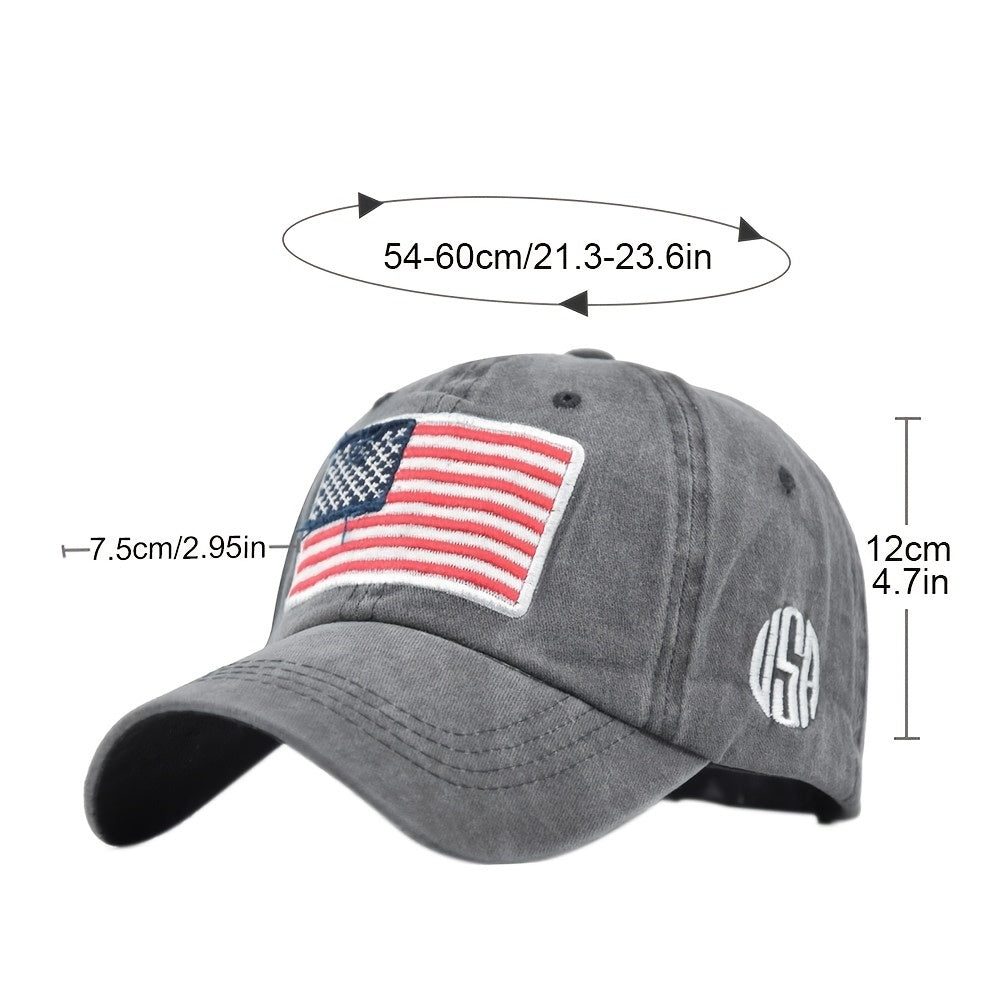 Embroidered American Flag Baseball Cap Soft Top Sun Visor Hat