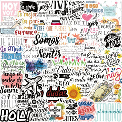 50pcs Spanish Inspirational Waterproof Stickers for Laptops Scrapbooks