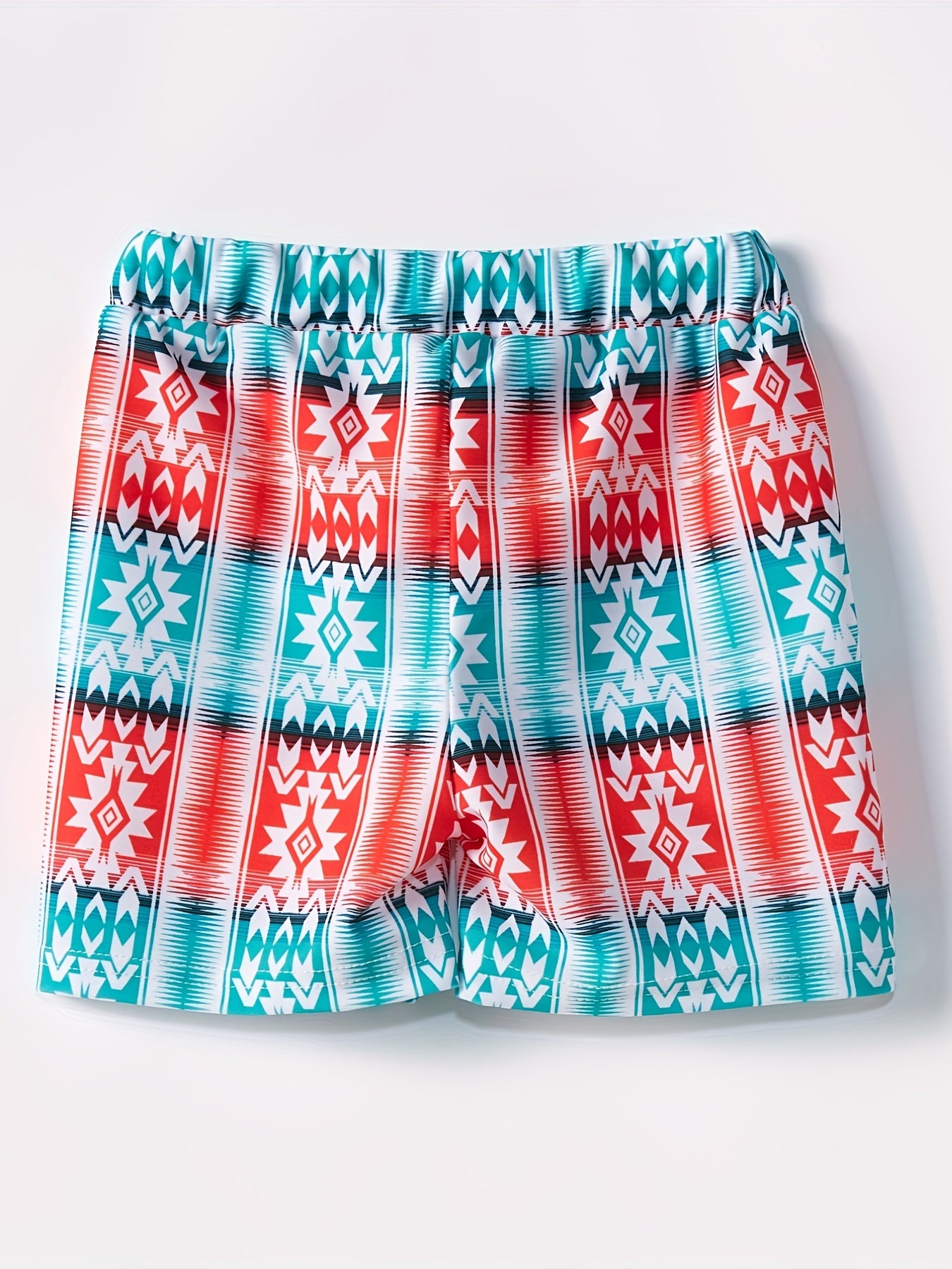 Boys Swim Trunks Vertical Stripe Print Elastic Waist Beach Pants