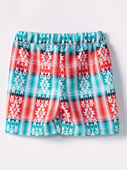 Boys Swim Trunks Vertical Stripe Print Elastic Waist Beach Pants