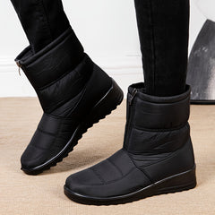 Zipper Front Snow Boots Waterproof Pull On Ankle Boots