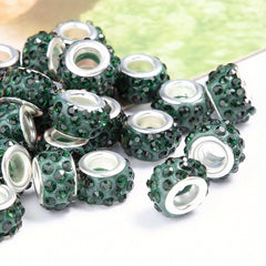 20pcs Big Hole Crystal Glass Beads Charms Rhinestone Inlaid for Jewelry Making