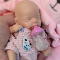6 Inch Soft Silicone Reborn Girl Doll with Pink Closed Eyes