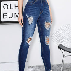 High Waist Skinny Denim Pants Stretchy Fitting Pencil Jeans