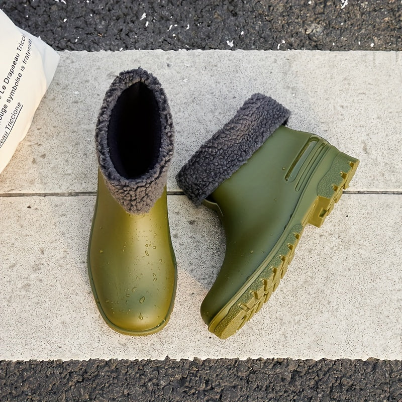 Winter Warm Short Boots Waterproof Shoes Slip On Rubber