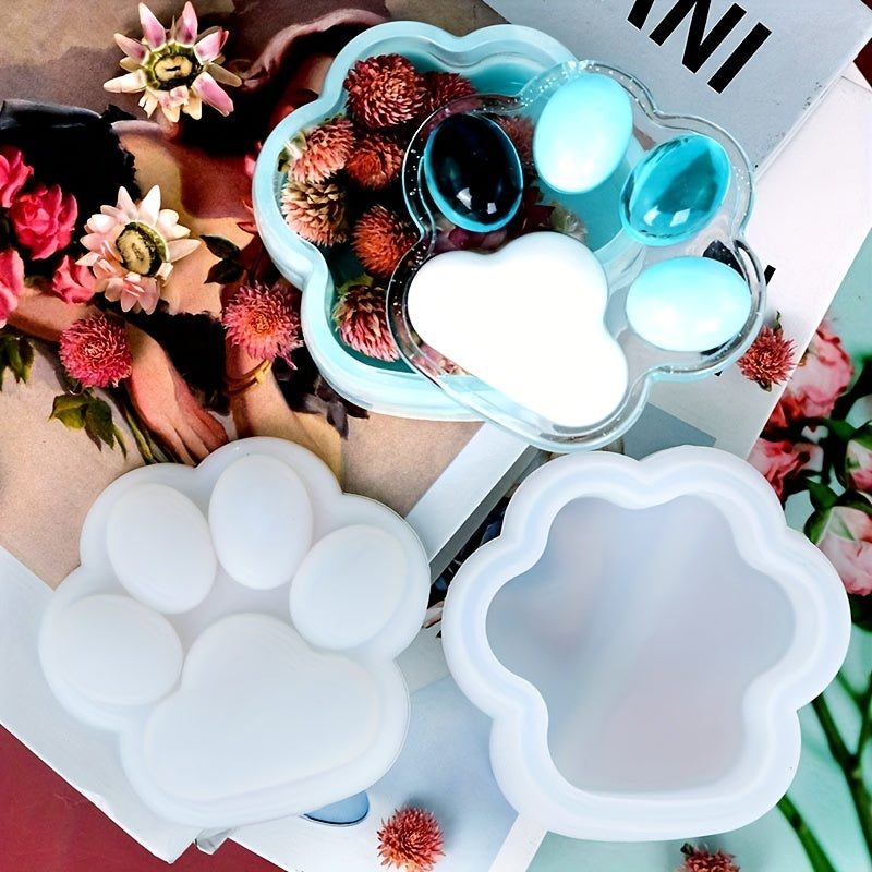 DIY Cat Paw Jewelry Storage Box Resin Mold Silicone Trinket Box