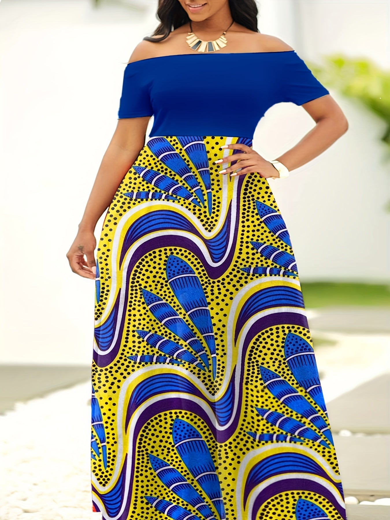 Floral Off Shoulder Maxi Dress Plus Size