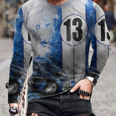 Vintage Car 13 Print Men's Long Sleeve Novelty T shirt For Autumn