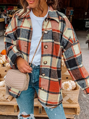 Plaid Shirt Jacket Long Sleeve Casual Shacket for Women