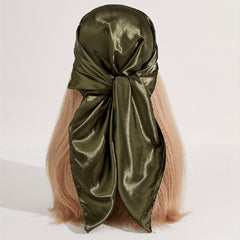 Solid Satin Bandana Silk Square Scarf Head Wrap Neckerchief Hair Accessories