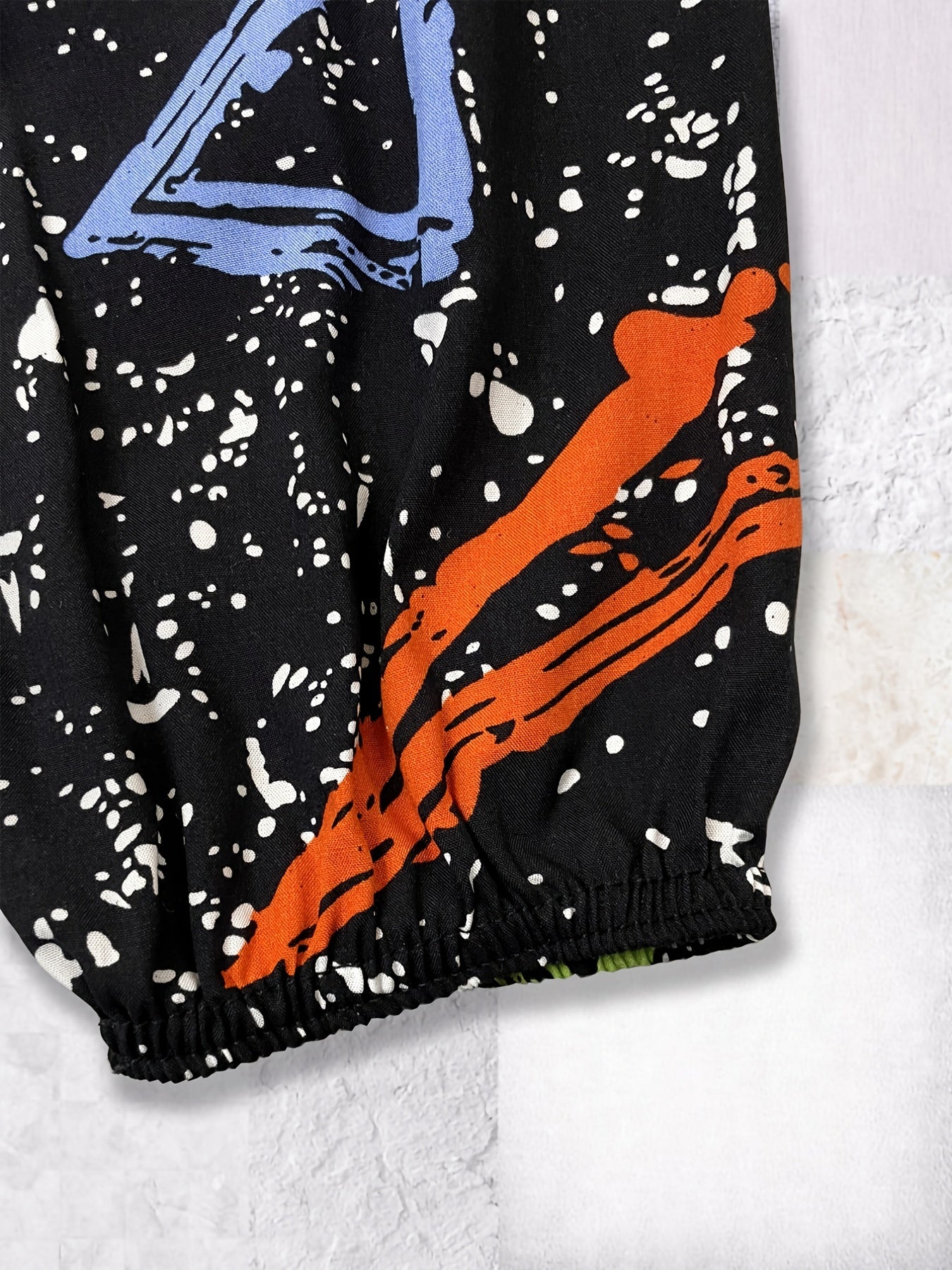 Boys Geometry Graffiti Print Sweatpants Elastic Waist Thin Casual Pants