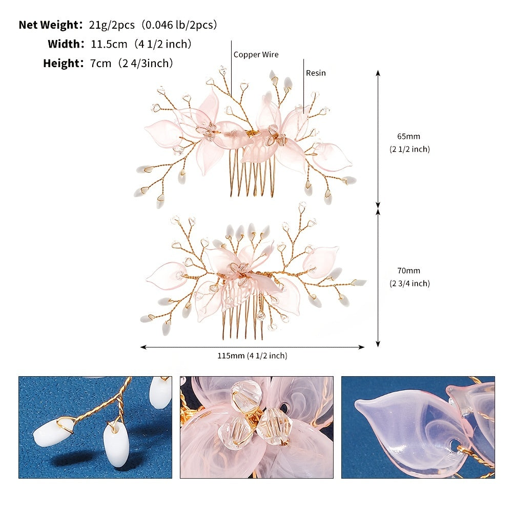 Pink Flowers Hair Comb Hairpin Party Favor Decorations