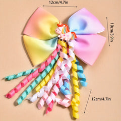 Girls Rainbow Bowknot Tape With Unicorn Charm