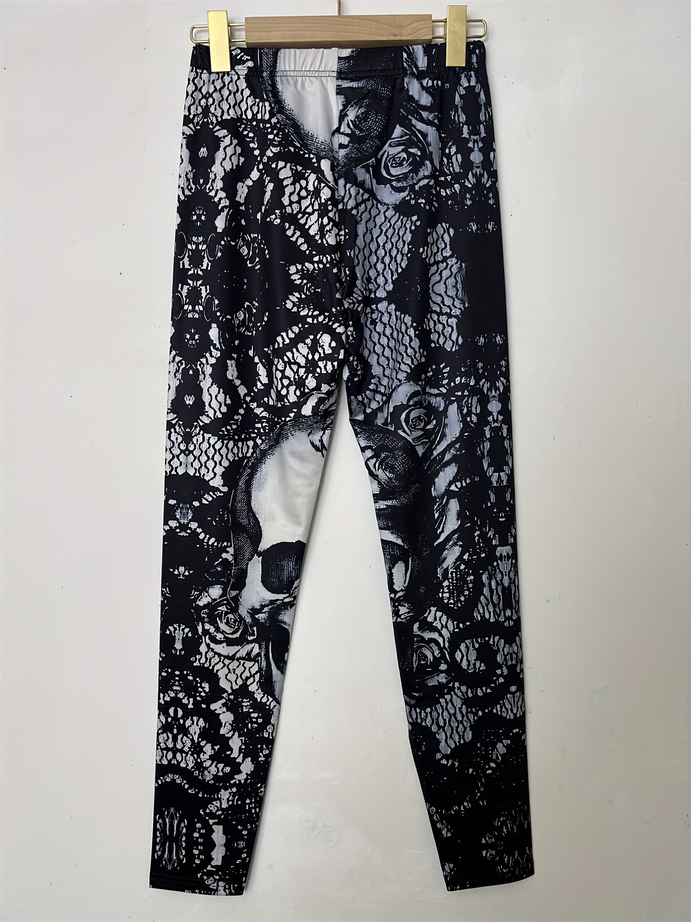 Skull Print Gothic Leggings Women's Clothing