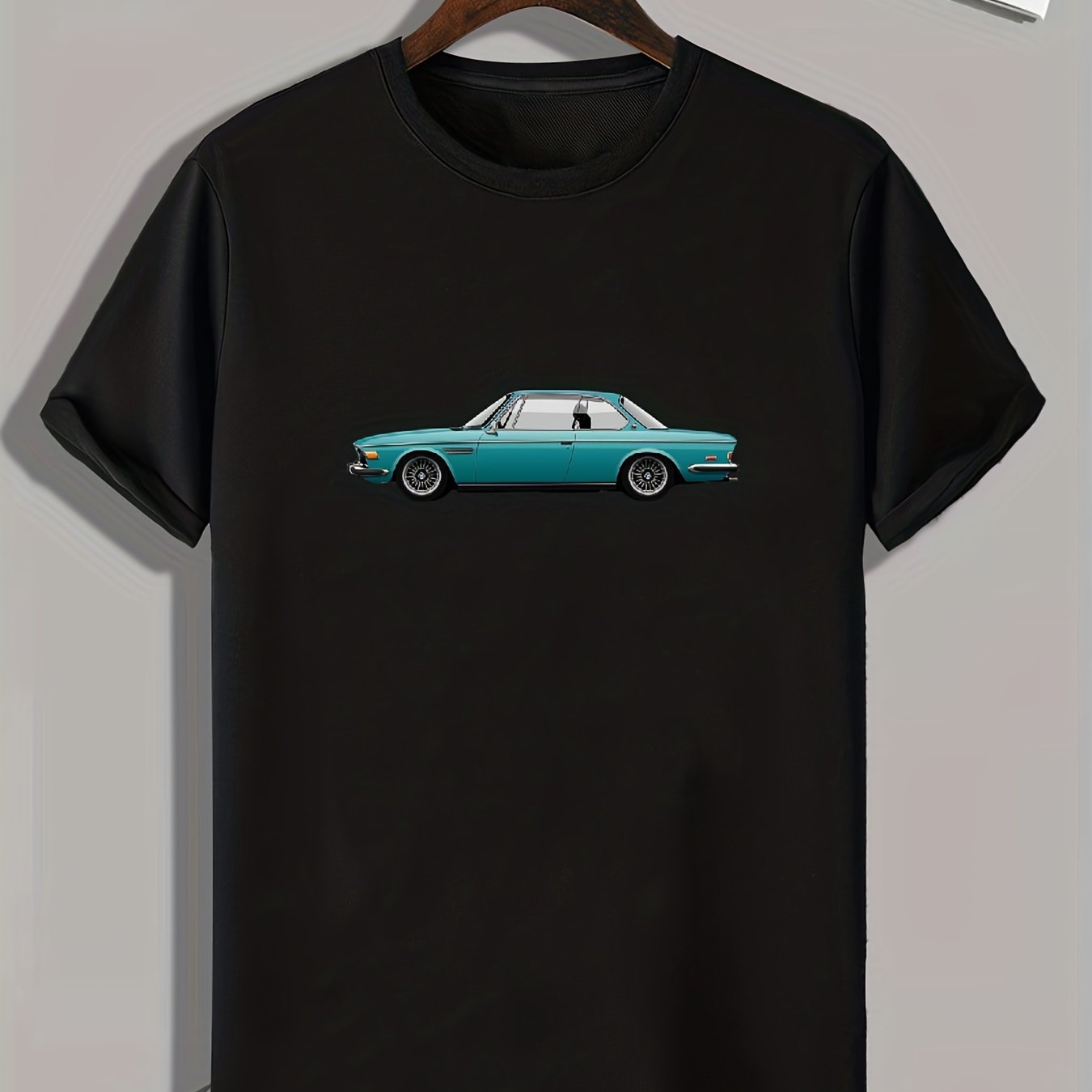 Vintage Car Pattern Print Men's Comfy Sports T shirt Graphic Tee