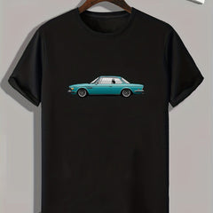 Vintage Car Pattern Print Men's Comfy Sports T shirt Graphic Tee