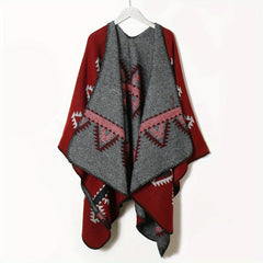 Vintage Geometric Jacquard Large Shawl Cashmere Wrap
