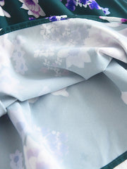 Floral Print Belted Dress Short Sleeve Round Neck A Line Flared Dresses