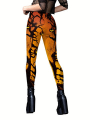 Halloween Print Skinny Leggings Elastic Waist Women's Clothing