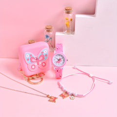 Soft Silicone Butterfly Princess Girls' Watch & Coin Purse Gift Set