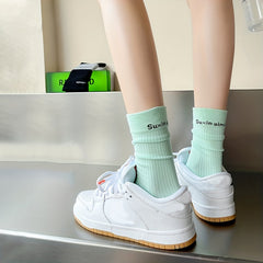 5 Pairs Letter Print Sports Socks Women's Stockings