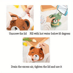 Cartoon Couple Water Injection Hot Water Bag PVC Plush Hand Warmer