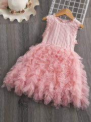 Toddler Girls Flower Embroidery Tutu Party Dress